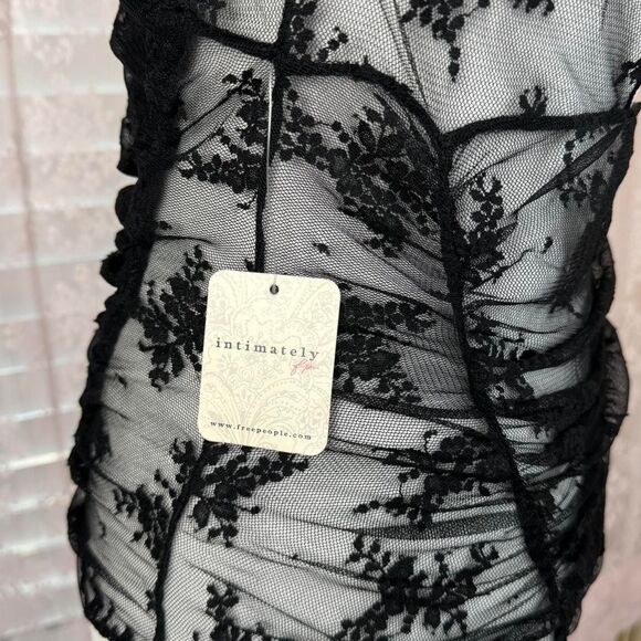 Free People new with tags black lace sheer fairy whimsy goth top - Picture 5 of 8